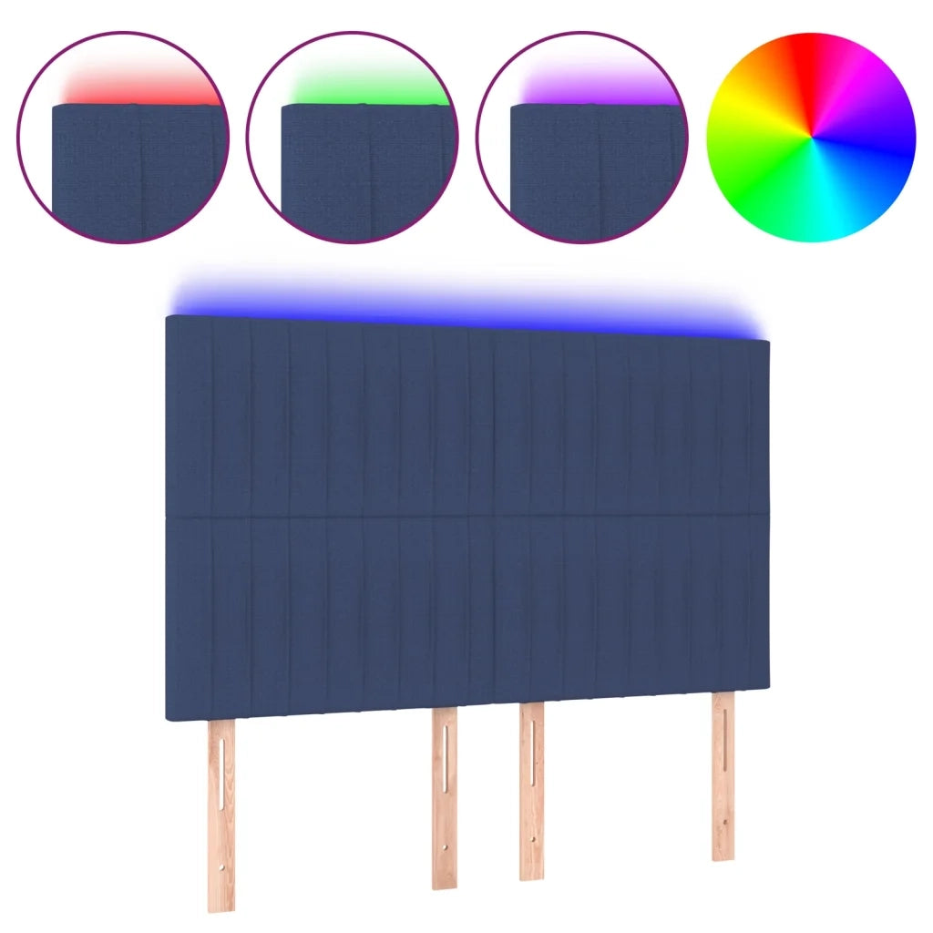Testiera a LED-Testata con LED Blu 144x5x118/128 cm in Tessuto 253598
