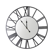 Orologio da Parete Grande 57 cm con Numeri Romani Design Industriale Moderno in Metallo Nero o Oro per Soggiorno Cucina Ufficio e Ingresso Nero