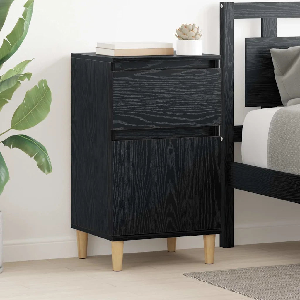 Armadio da Notte con cassetto 2 pcs Rovere Nero 40 x 35 x 70 cm