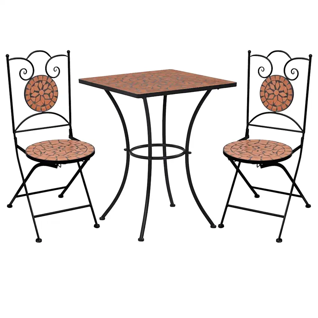 Set BistrÃ² 3 pz con Mosaico in Ceramica Terracotta cod mxl 35556