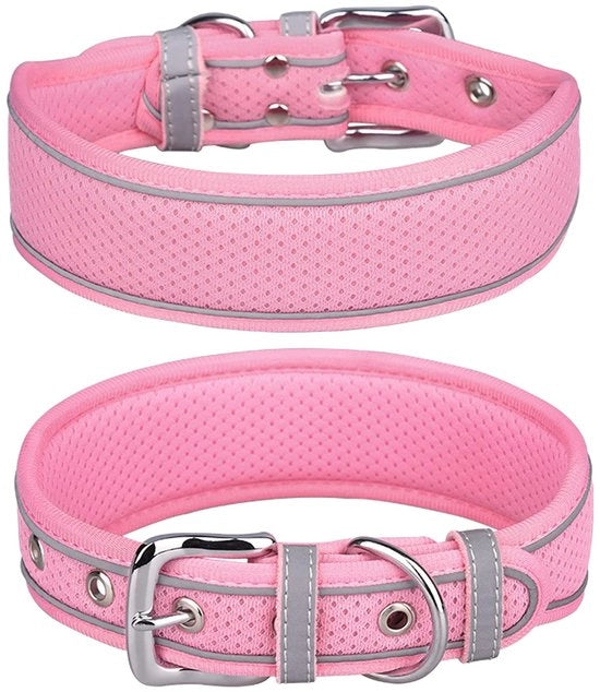 Collare per cani adattabile - Mesh respirante - Pelle morbida - Collare riflettente - Dimensioni medio-grande - Misura del collo 39-61CM