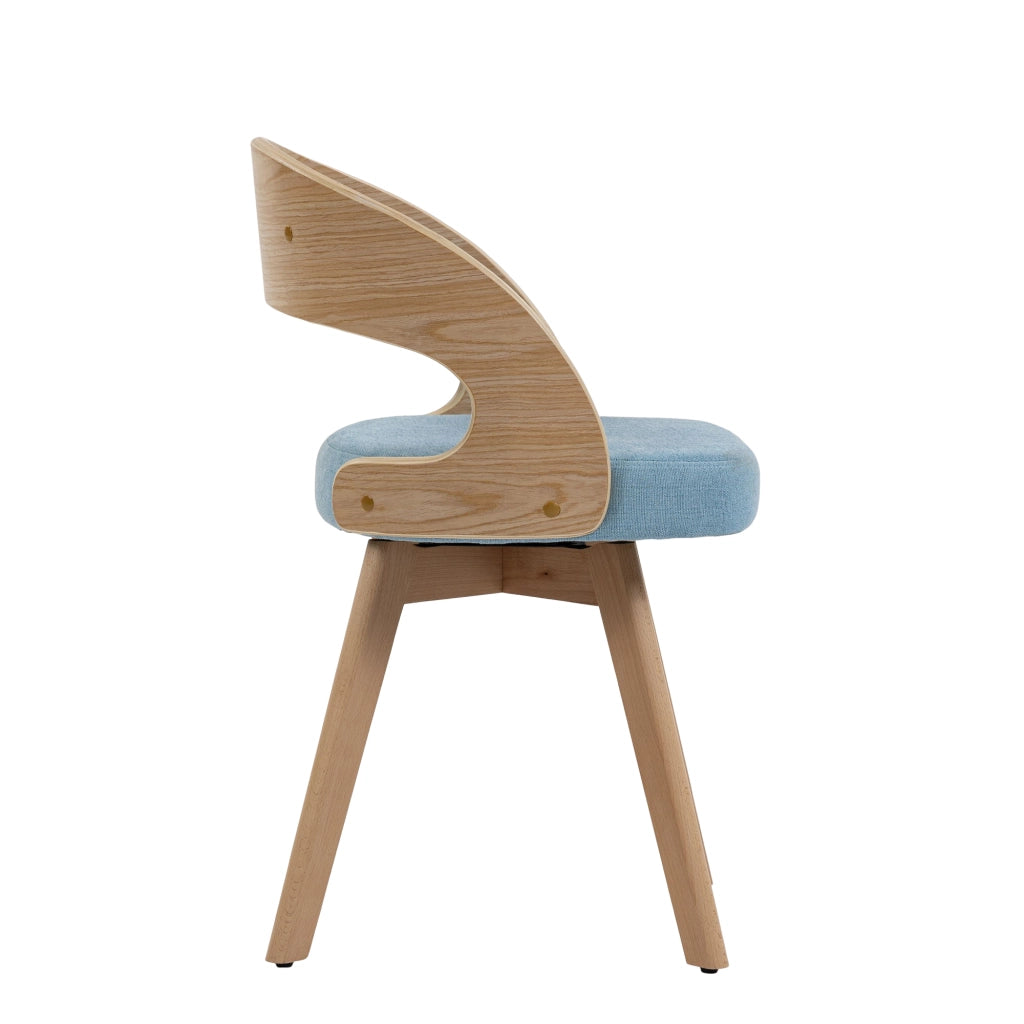 Sedia da Pranzo Girevole in Legno con Cuscino ¨C MINIMAL ¨C Schienale Curvo, Tessuto