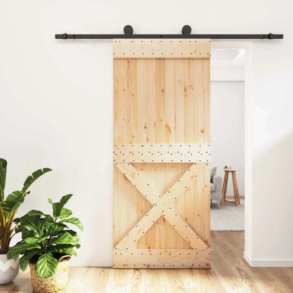 Porta scorrevole Naturale e Nero 90 x 210 cm 3445001