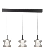 Lampada a Sospensione LED Frua 3x7W 2550lm CCT Dimmerabile a step, Vetro Borosilicato e Metallo - Grigio Chiaro Trasparente, IP20, Classe 1, Ø180mm