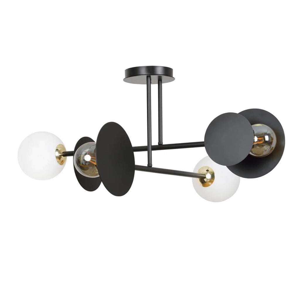 Plafoniera Moderna Inari Acciaio Nero 2 Luci E27 Ip20