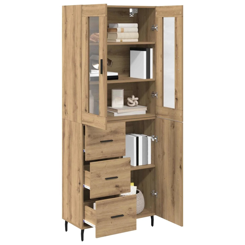Credenza 2 pz-Set di 2 Buffet-Armadio da cucina Rovere artigianale Legno Stratificato e Vetro 533250