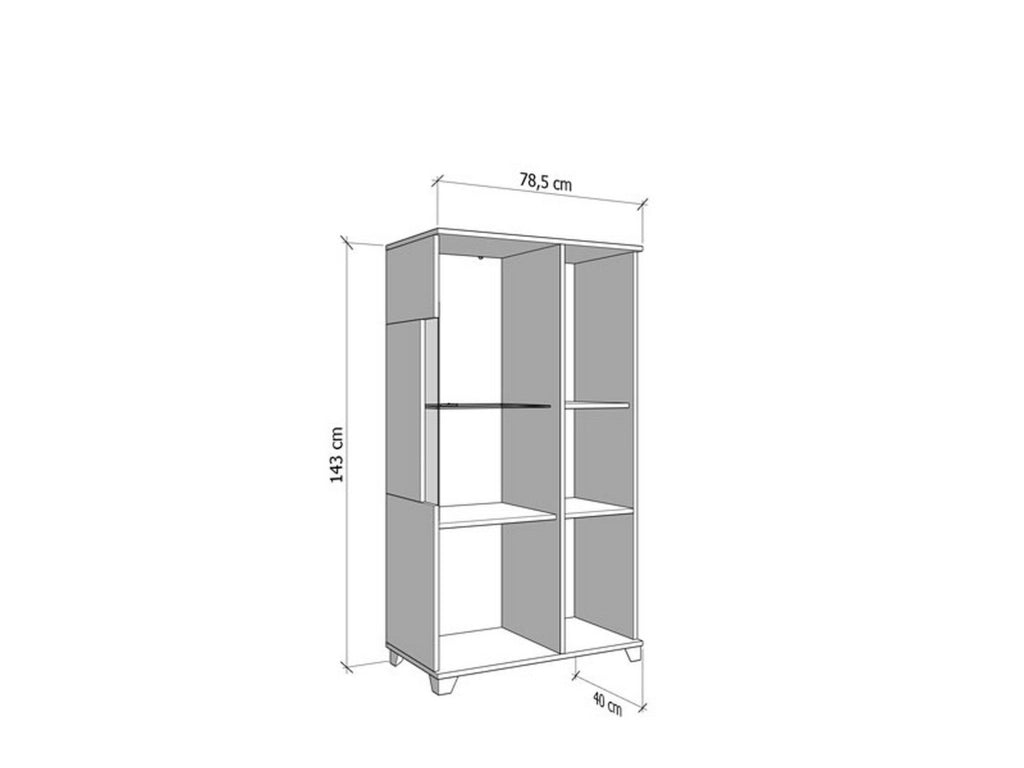 Mobile Espositore Suello, Vetrina 4 Ripiani, 78.5x40x143h cm Bianco