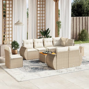 Set Divano da Giardino 9 pz con Cuscini Beige in Polyrattan 3257430