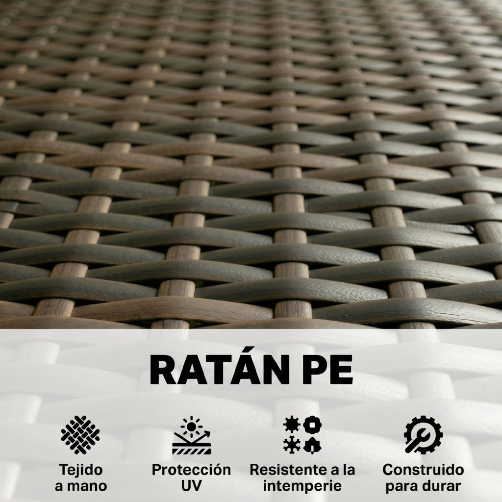 Set giardino in polyrattan con divano, poltrone e tavolo in vetro ¨C zephmum ¨C marrone e grigio
