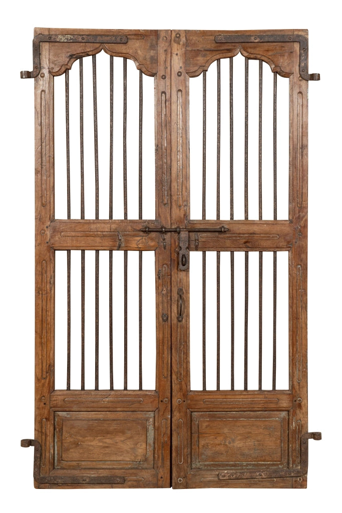 Biscottini Porta portone in legno massello e ferro da interno o da esterno vecchia e antica medievale scorrevole