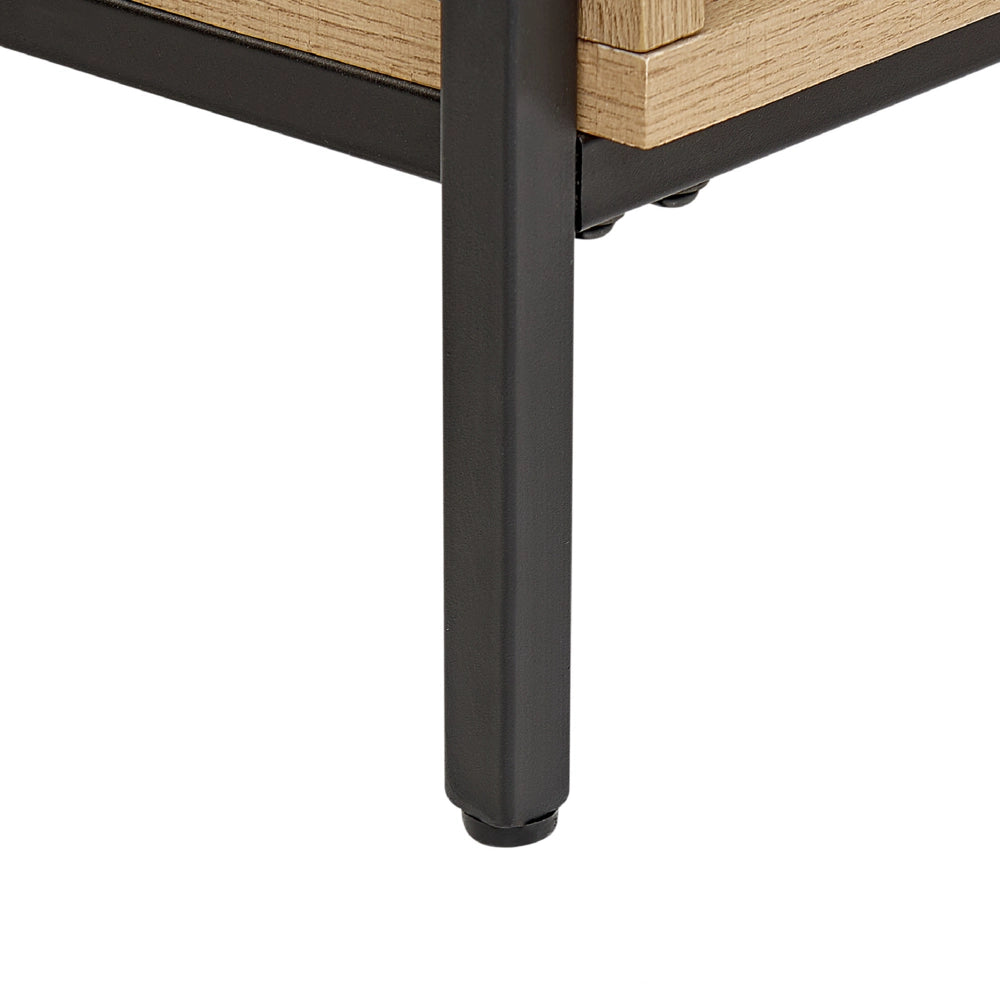 Porta TV Finitura in legno chiaro e carta MDF grigia 1 mobile 2 ripiani aperti Contenitore a ripiano basso