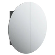Mobiletto da bagno rotondo a parete con specchio e illuminazione a LED 54 x 54 x 17 cm moderno e pratico in legno nero 02_0047113