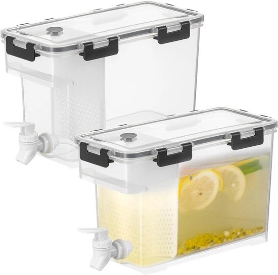 Set di 2 Dispense di Plastica per Bevande con Valvola a Manopola 35L - Dispense di Limonata in Colore Grigio con Filtro Rimovibile per Limonata, Succo di Frutta, Tè di Frutta - Adatto per Feste e Eventi