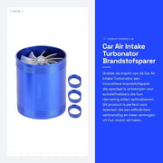 Sistema di Intake di Aria per Auto Turbonatore - Risparmiatore di Carburante - Supercharger a Turbo - Blu - Accrescitore di Potenza - Adatto all'uso universale - Kit di Ricambio per Turbonatore
