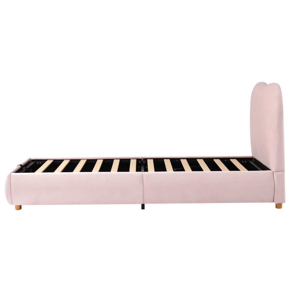 Upholstered Storage Bed;90x200 cm;hydraulic lift system;velvet upholstery;pink