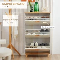 Mobile Scarpiera Salvaspazio in Truciolato con 3 Cassetti e 2 Ripiani Interni Regolabili, 70x23.5x122 cm, Bianco