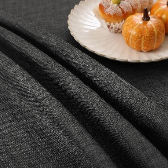 Tavolo coperto in tessuto lino impermeabile con effetto lotus, quadrato 130 x 160 cm, copertura tavolo in lino, impermeabile, protezione contro macchie, colore grigio scuro