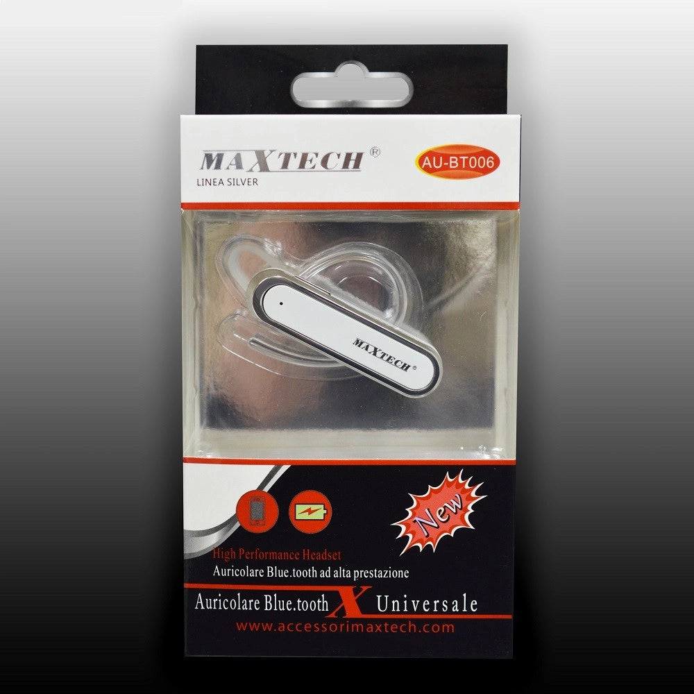 Trade Shop - Auricolare Bluetooth Universale Maxtech Au-bt006 Cuffia Per Smartphone Alta Prestazione -
