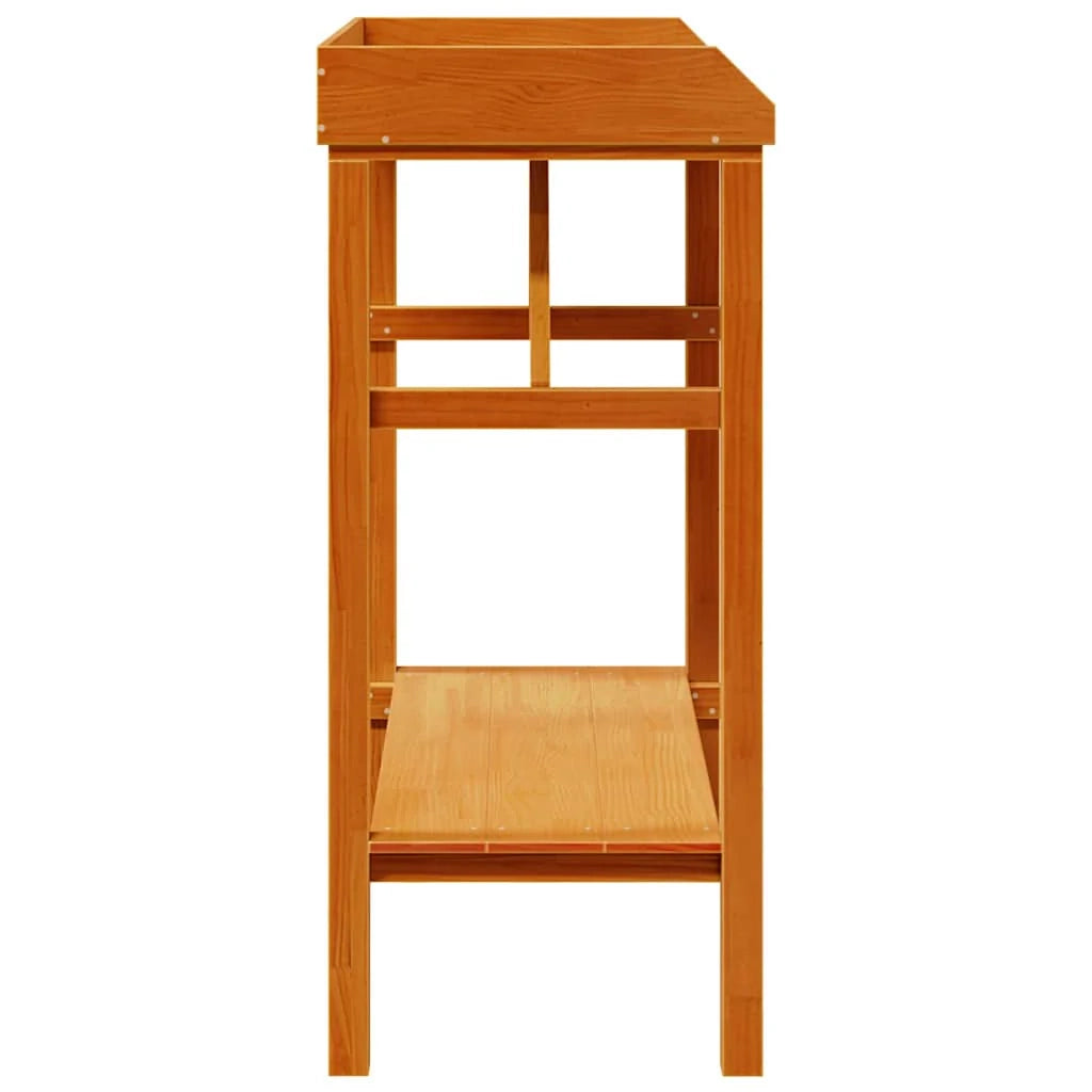 Tavolo da invasatura moderno rettangolare con ripiano 75 x 40 x 90 cm in legno massello di pino marrone 02_0056706