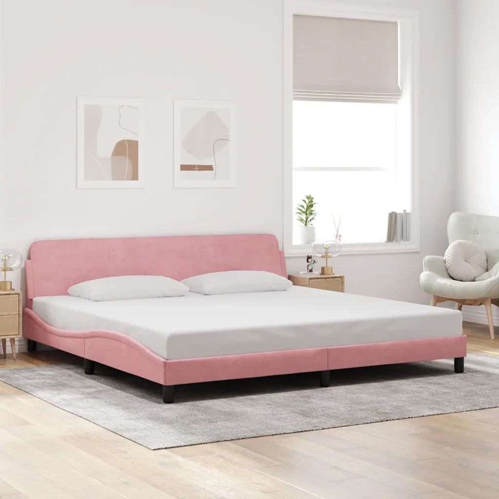 Giroletto-Struttura Letto Dover Rosa 200x200 cm in Velluto