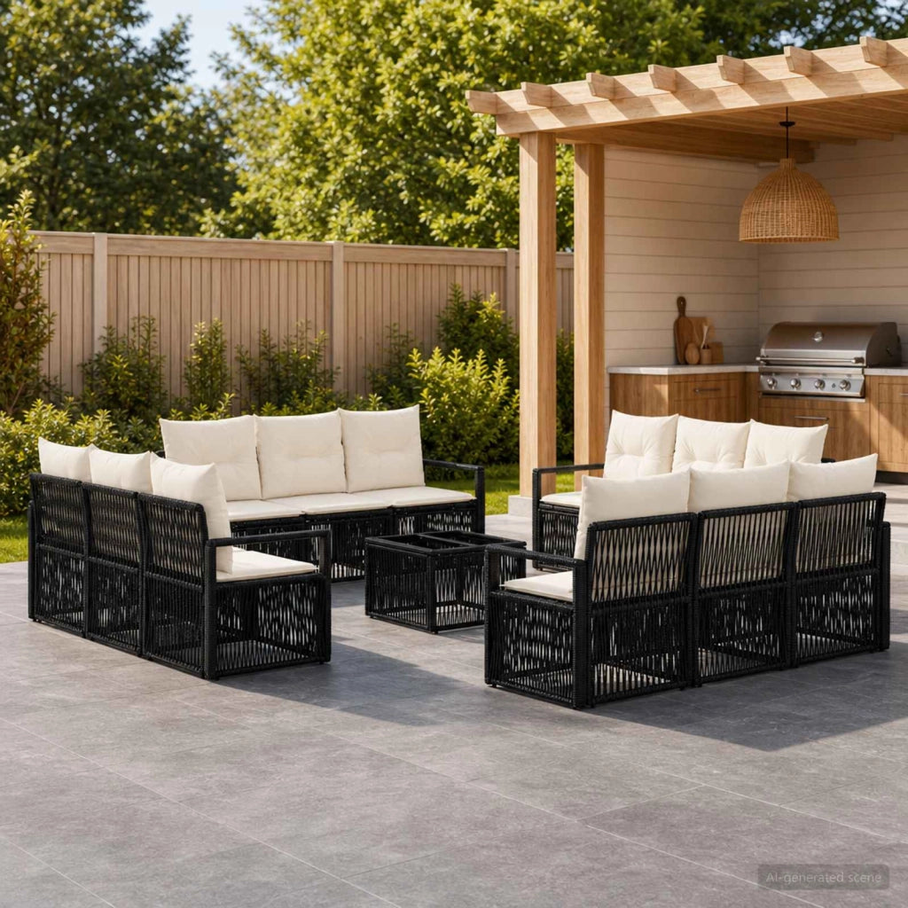Set Divano da Giardino 13 pz Nero polyrattan 3435664