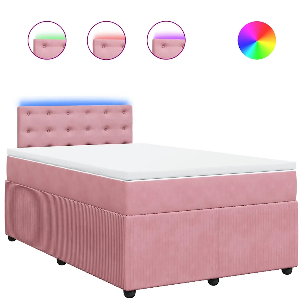 Giroletto a Molle con Materasso Rosa 120x190 cm in Velluto