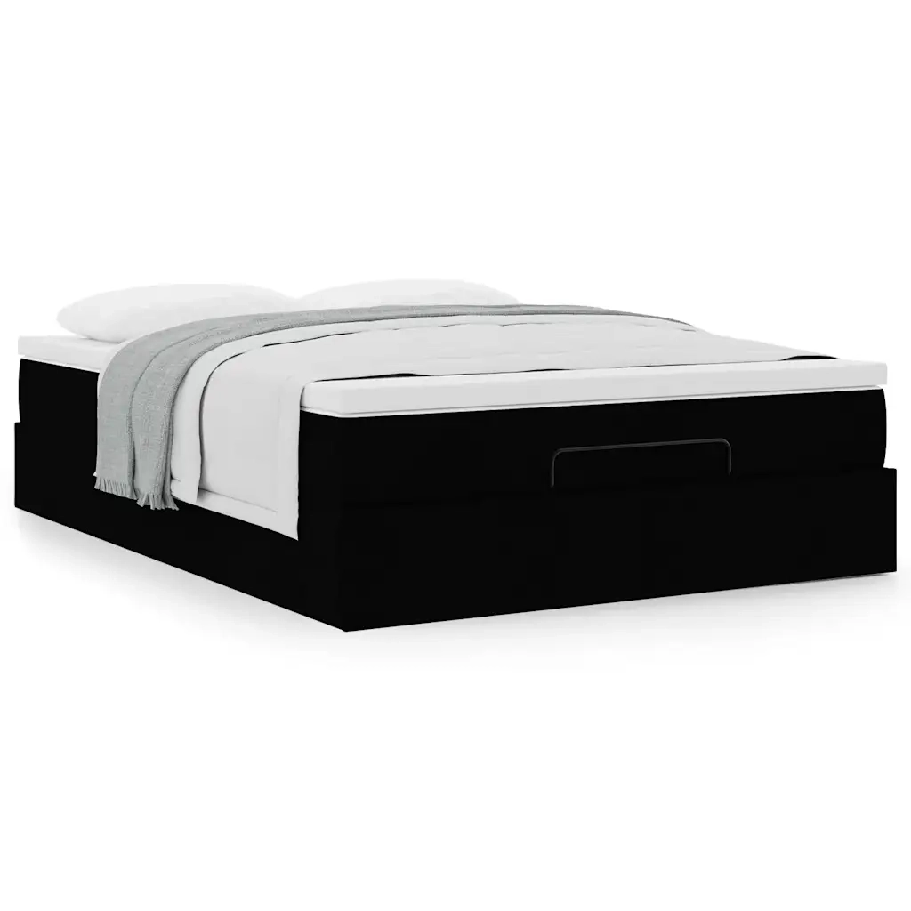 Struttura Letto Pouf con Materasso Nero 140x200 cm Similpelle 3311041