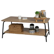 Tavolino basso aperto stile industriale collezione PAGNOL - Colore rovere chiaro, dimensioni 110x60xH44 cm