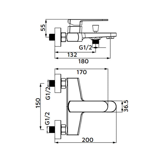 Miscelatore esterno vasca cromato - serie Venere
