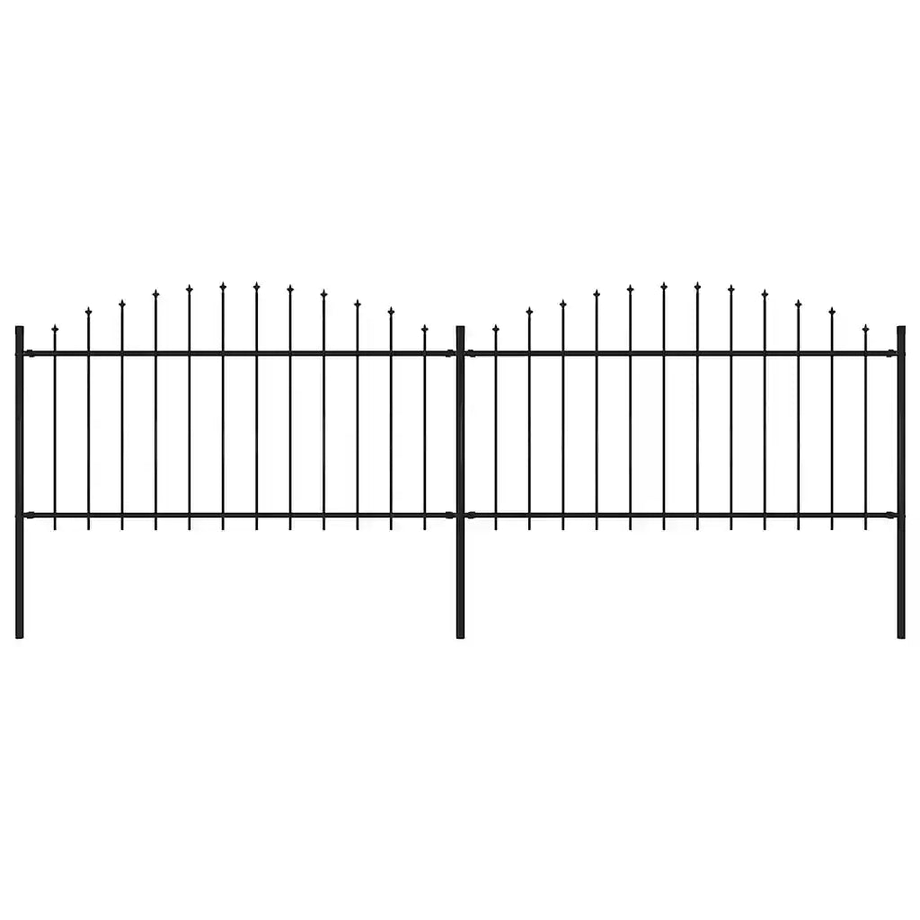 Recinzione da Giardino con Punta a Lancia in Acciaio 337x150 cm Nero 277731