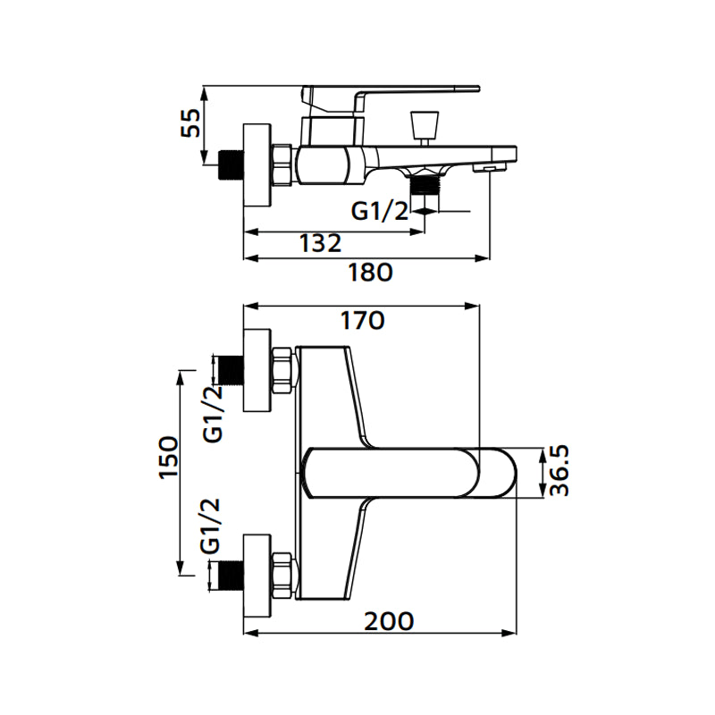Miscelatore esterno vasca acciaio spazzolato - serie Venere