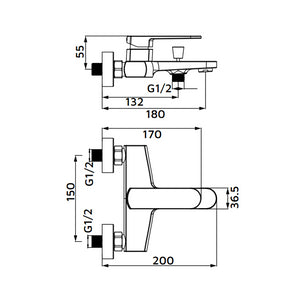 Miscelatore esterno vasca acciaio spazzolato - serie Venere