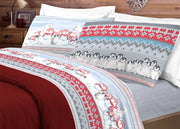Completo Lenzuola Letto Pensieri Delicati 100% Cotone Dis. Inverno Polare - Singolo - Rosso