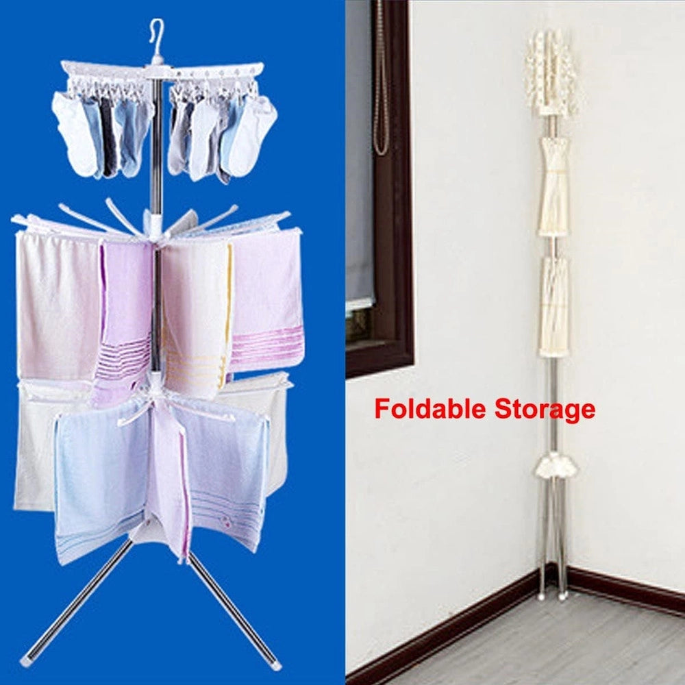 Trade Shop - Stendino Verticale Salvaspazio Stendibiancheria Ribaltabile Pieghevole Portatile Girevole -