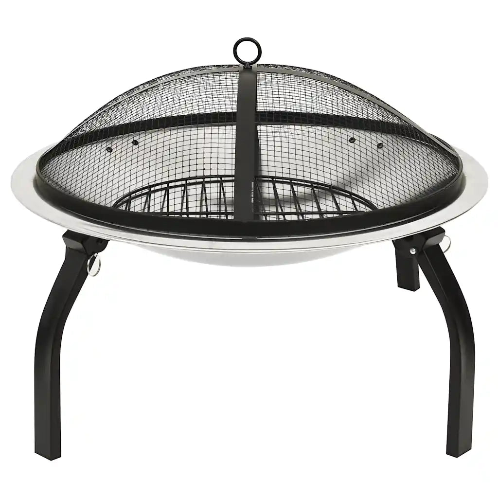 Braciere e Barbecue 2in1 e Attizzatoio 56x56x49cm Acciaio Inox cod mxl 75501