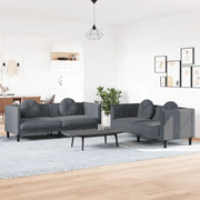 Set di Divani 2 pz con Cuscini Grigio Scuro in Velluto 3209258
