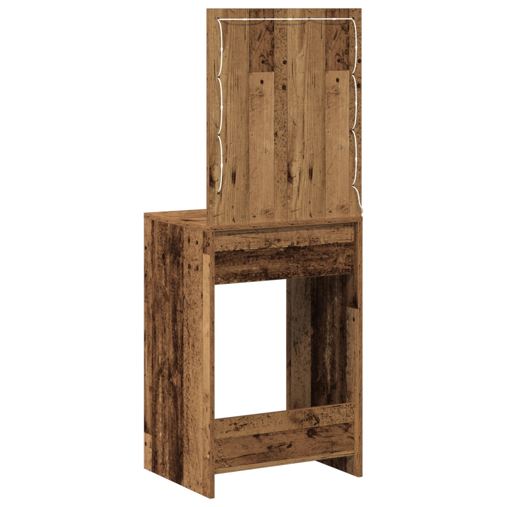 Tavolo da Trucco con Luci LED Legno Antico 50x41x135 cm