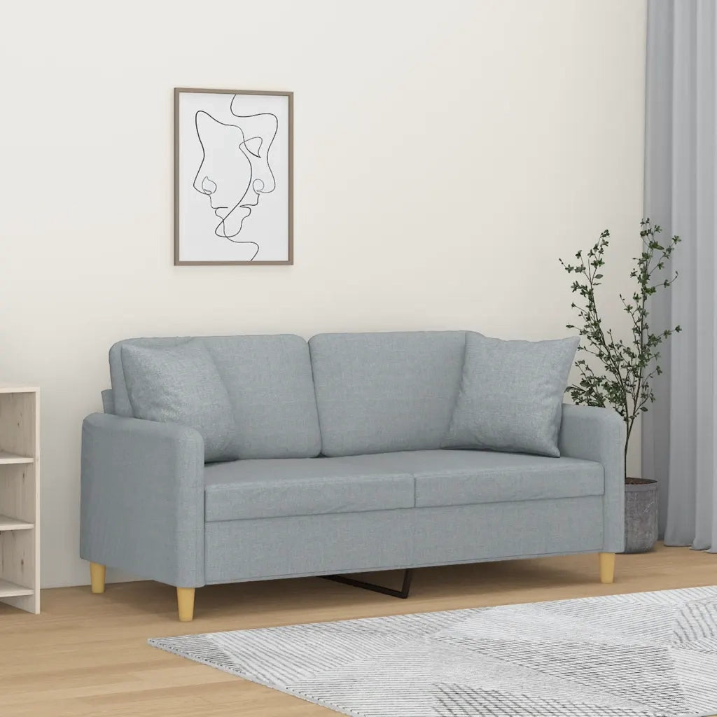 Divano a 2 Posti con Cuscini Grigio Chiaro 140 cm in Tessutocod mxl 70992