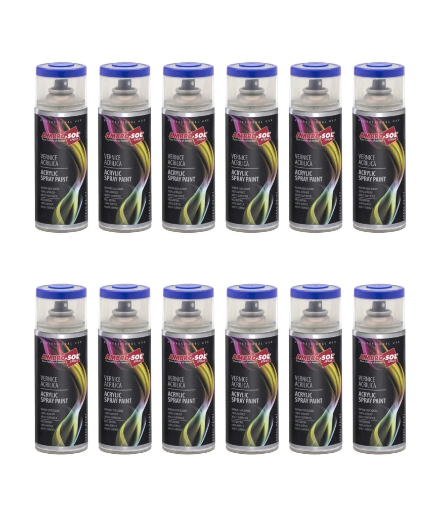 Bomboletta Spray Acrilico Universale 600 ml Bianco Opaco Ambrosol 6 Pezzi
