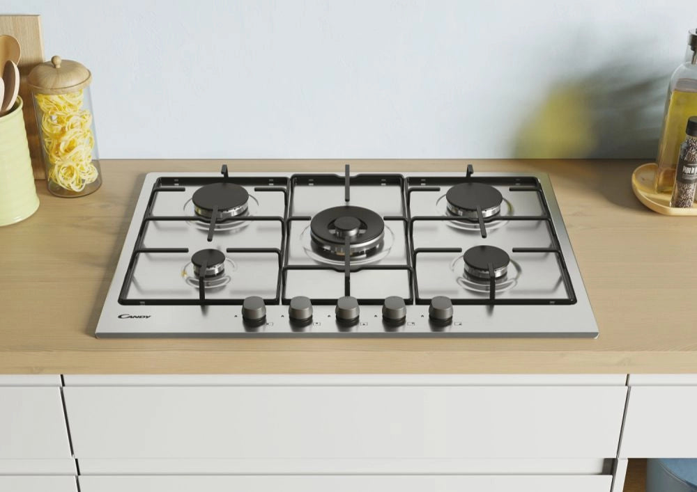 Candy Idea CHW74WX Acciaio inox Da incasso 75 cm Gas 5 Fornello(i)