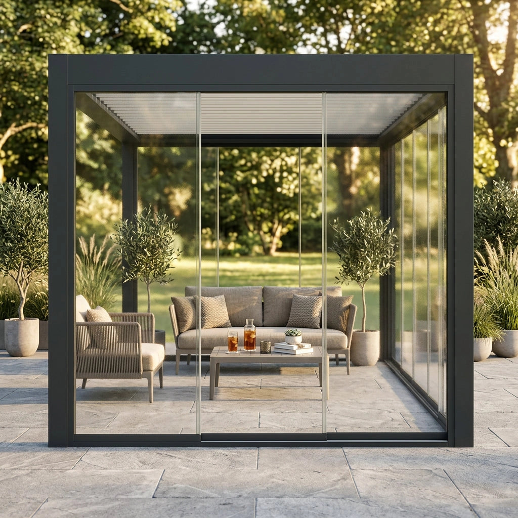 Parete laterale in vetro per pergola bioclimatica Tony - TONY