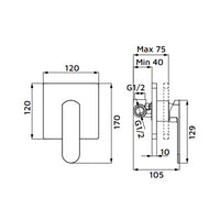 Miscelatore incasso doccia gungrey - serie Venere