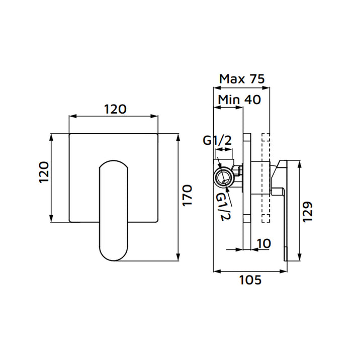 Miscelatore incasso doccia gungrey - serie Venere