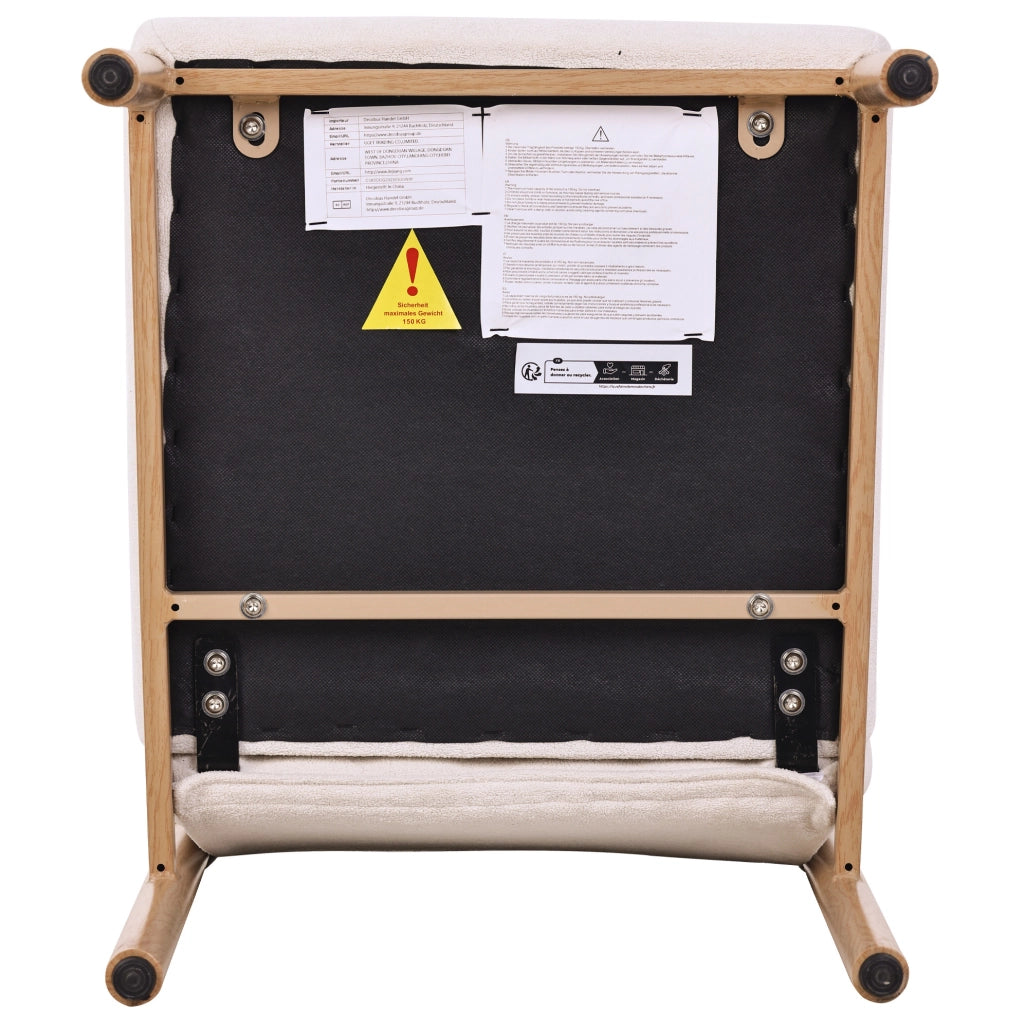 Set di 2 sedie da pranzo in Sherpa beige con struttura in metallo; design moderno