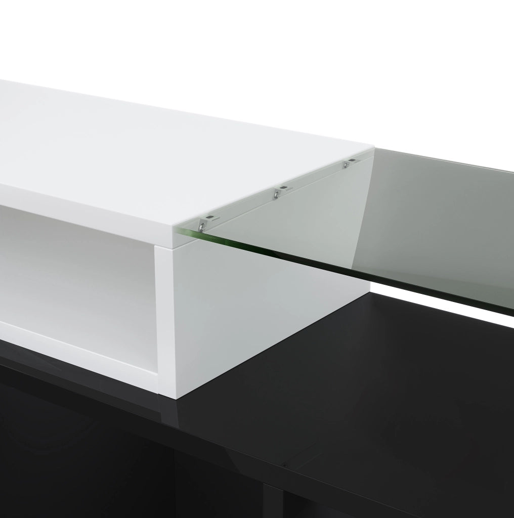 Mobile TV moderno 200 cm bianco e nero lucido con LED