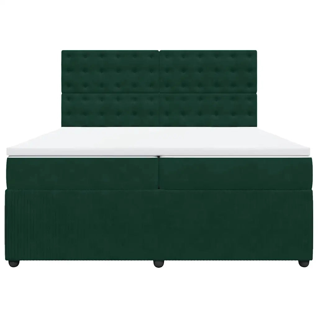 Giroletto a Molle con Materasso Verde Scuro 200x200 cm Velluto 3294745