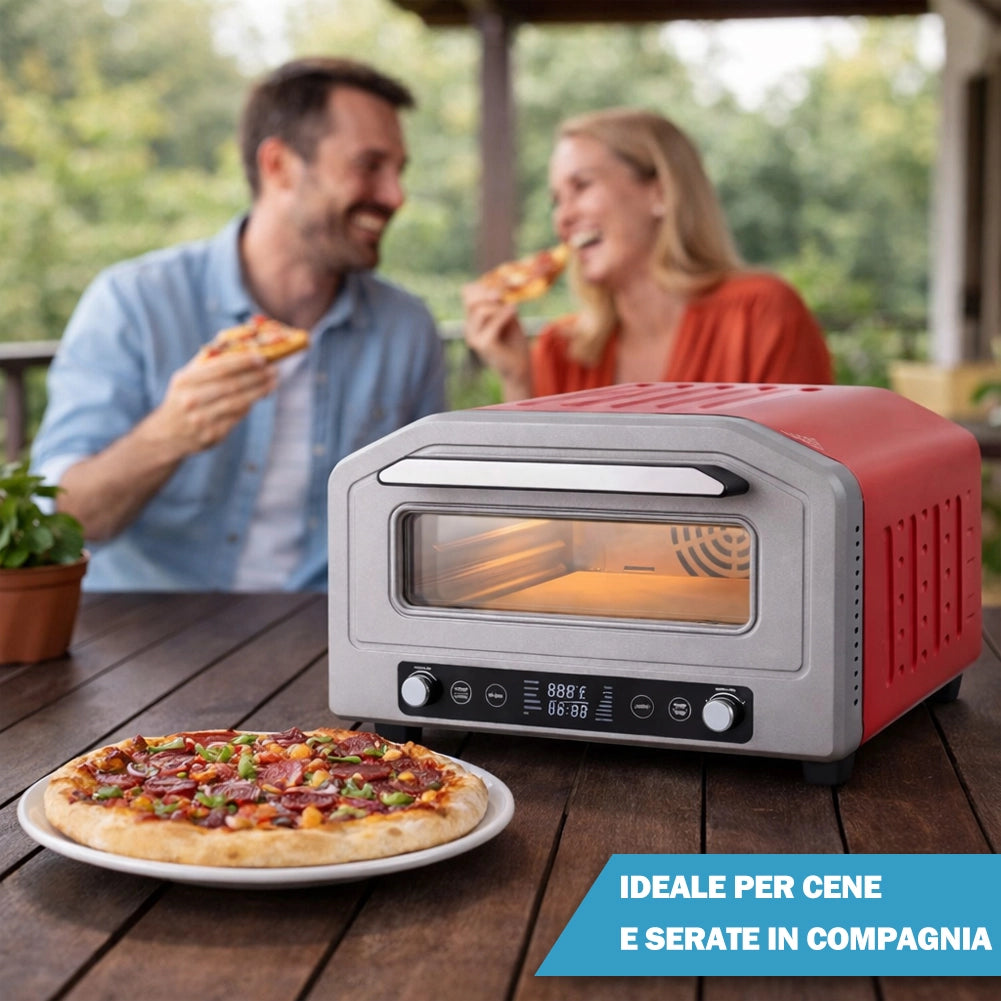 Forno Pizza Multifunzione con Pietra Refrattaria e Griglia Funzione Grill 1700W