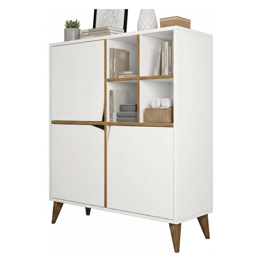 Madia Londra, Credenza 3 Ripiani, 100x30x115h cm Bianco