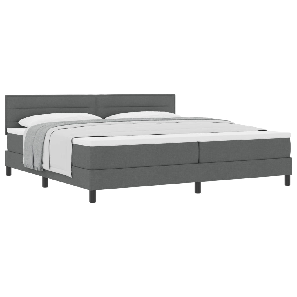 Letto Box Spring con Materasso Grigio Scuro 200x200 cm Tessuto