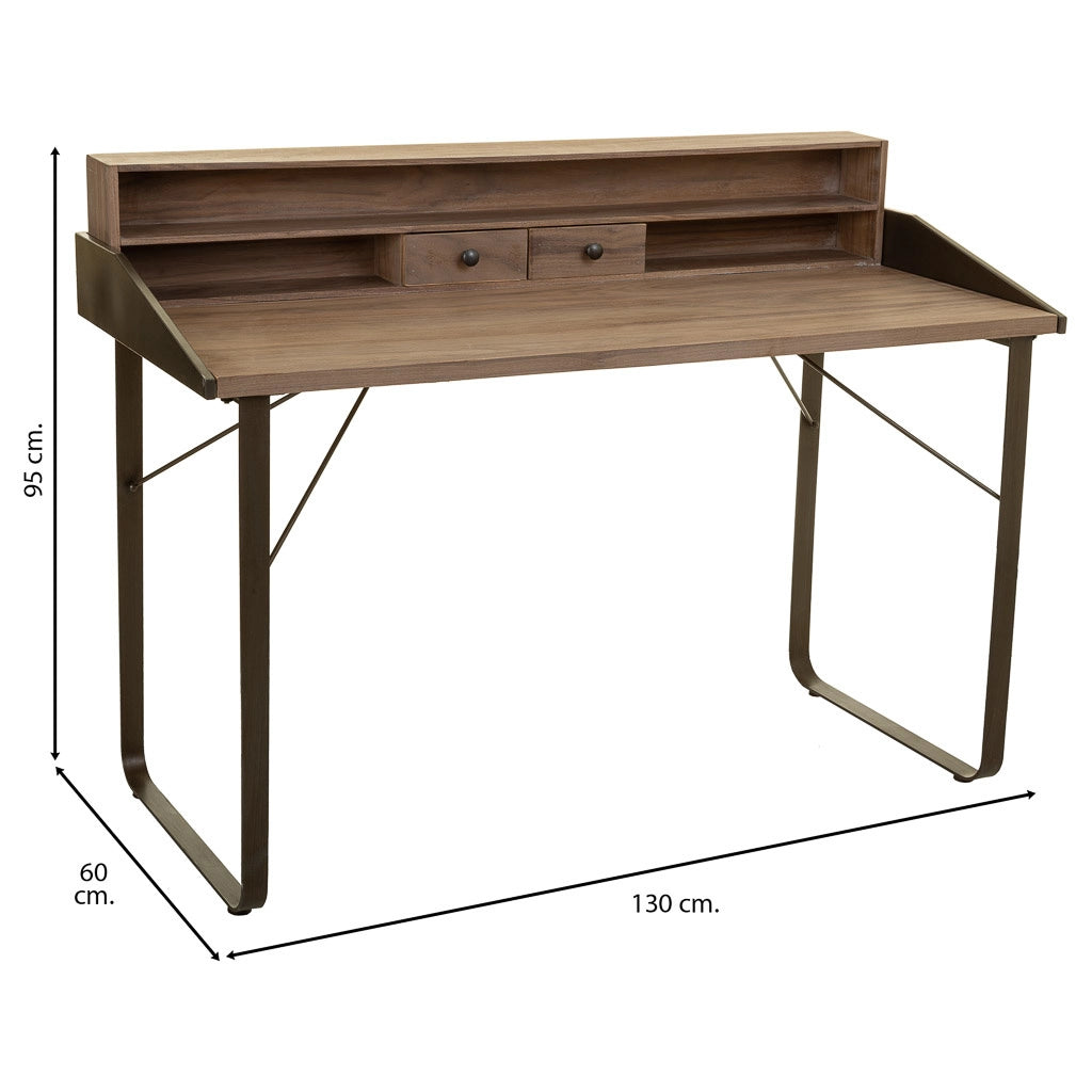 Scrivania in legno e metallo marrone 130x60x95h cm